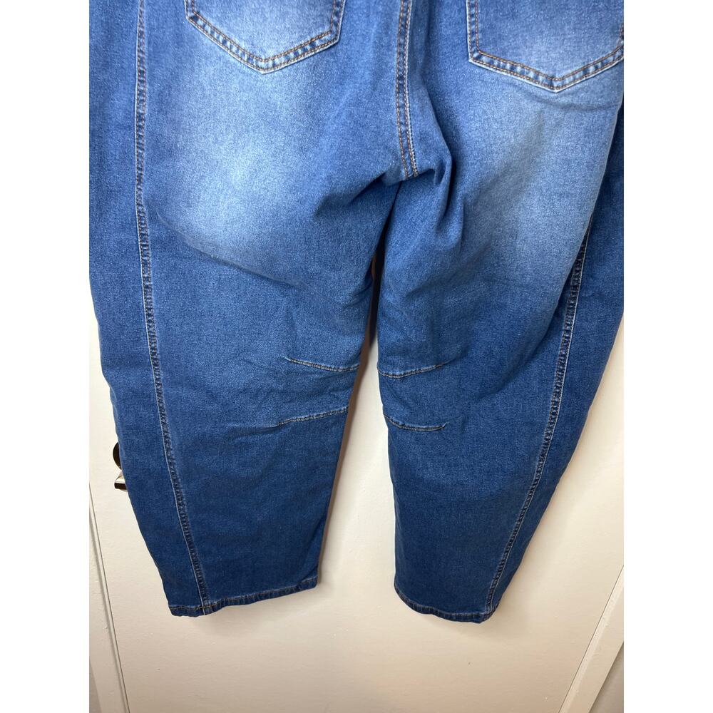 Classic Blue Women's Cropped Denim High Waisted Stretch Barrel Jeans ~ Size XL - Picture 7 of 9